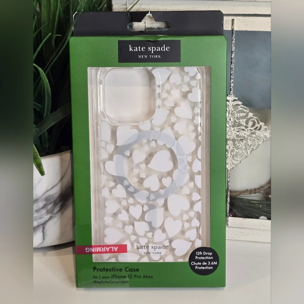 Kate Spade White Heart iPhone 15 Pro Max Case